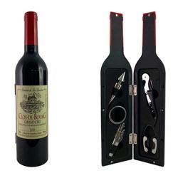 Set de 5 Accesorios para Vino en Caja con Forma de Botella 7.2x7.2x32 Cm