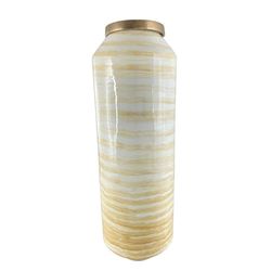 Florero Decorativo Beige con Detalles Dorados 15x52 Cm