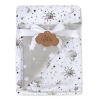 Frazada Estampada Luna Y Estrellas Gris