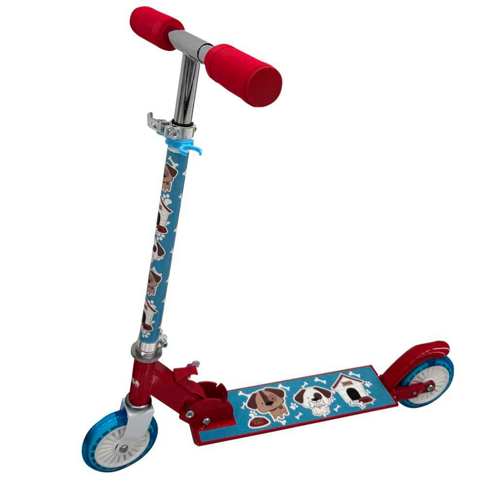 Monopatín Mascotas de 2 Ruedas Plegable para Niña Color Celeste y Rojo Scooter Celeste con…