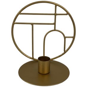 Candelero Decorativo Dorado con Diseño Geométrico 13X10X13 Cm