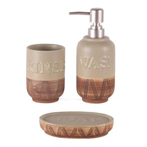 Set de Accesorios para Baño Beige con Café 3 Pzas
