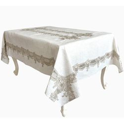 Mantel Rectangular Acabado Brocado Beige 150 X 220 Cm