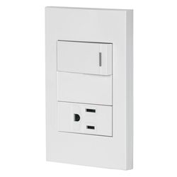 Tomacorriente + Interruptor 1 Modulo Española Blanco - Volteck