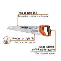 Serrucho Rapid 18", 7 Dientes por Pulgada, Mango Comfort Grip