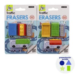 Set de Borradores Transportes 5 Pzas Diseños Surtidos
