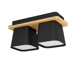 Lampara de Techo Ruscio Negro y Madera
