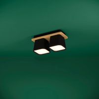 Lampara de Techo Ruscio Negro y Madera