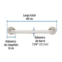 Barra Recta de Seguridad Acero Inoxidable 40 Cm