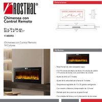 Chimenea Eléctrica Rosthal con Control Remoto y 14 Colores