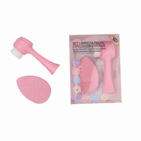 Set de Limpieza Facial con Esponja y Cepillo Rosa