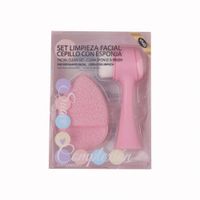 Set de Limpieza Facial con Esponja y Cepillo Rosa