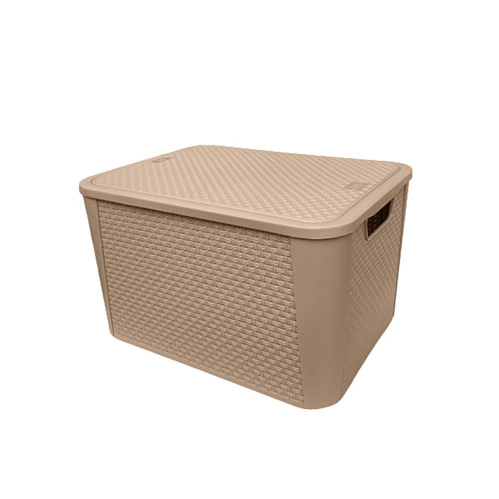 Caja de Plástico Estilo Ratán 7 L Color Beige 41 l