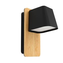 Lampara de Pared Ruscio Negro y Madera