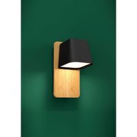 Lampara de Pared Ruscio Negro y Madera