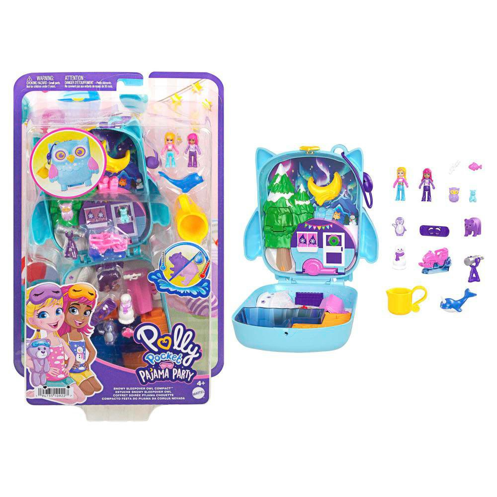 Set de Juego Polly Pocket Fiesta de Pijama de Búho Nevada Polly Pocket Set de Juego Compac…