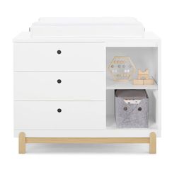 Cómoda de 3 Cajones Poppy con Compartimentos y Cajones Entrelazados Blanco