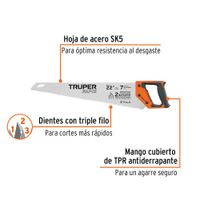 Serrucho Rapid 22 Plg , 7 Dientes por Pulgada, Mango Comfort Grip