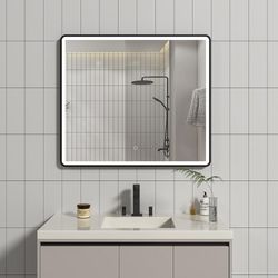 Espejo LED Rectangular Color Negro