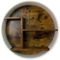 Repisa Circular de Pared Madera y Blanco 45X10X45 Cm