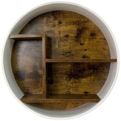 Repisa Circular de Pared Madera y Blanco 45X10X45 Cm