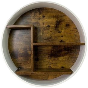 Repisa Circular de Pared Madera y Blanco 45X10X45 Cm