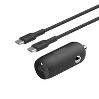 Cargador de Auto USB-C con Cable USB-C a USB-C 30 W Negro