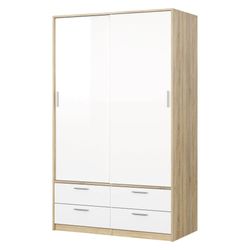 Armario Blanco con 2 Puertas 4 Gavetas