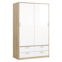 Armario Blanco con 2 Puertas 4 Gavetas