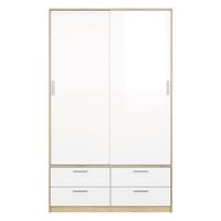 Armario Blanco con 2 Puertas 4 Gavetas
