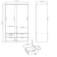 Armario Blanco con 2 Puertas 4 Gavetas