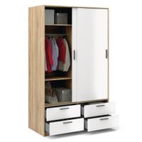 Armario Blanco con 2 Puertas 4 Gavetas