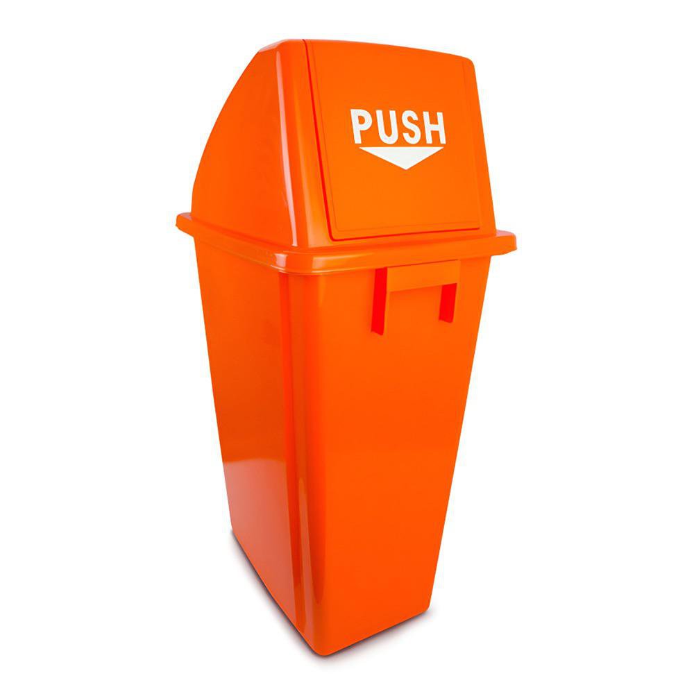 Basurero Plástico con Tapadera Naranja 60 Litros