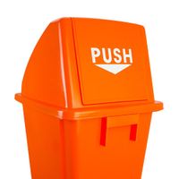 Basurero Plástico Naranja con Tapadera 60 L - Brushtech