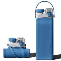 Botella para Agua de Silicona Plegable Azul