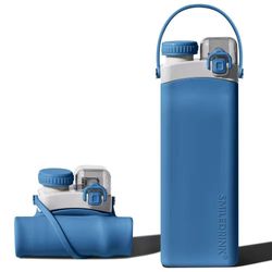 Botella para Agua de Silicona Plegable Azul