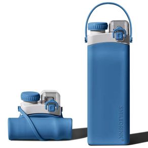 Botella para Agua de Silicona Plegable Azul