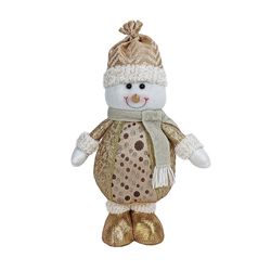 Muñeco de Frosty Parado Dorado y Blanco 40 Cm