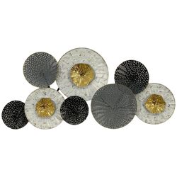 Placa Decorativa de Metal para Pared Círculos 74X5.5X34 Cm