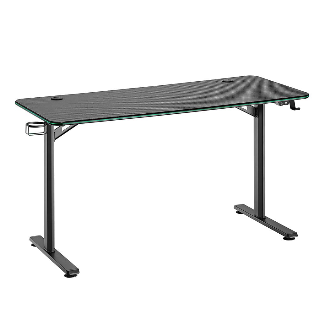 Escritorio Gamer 136 x 60 x 75 cm con Superficie Texturizada y Capacidad 165 Libras Color Negro