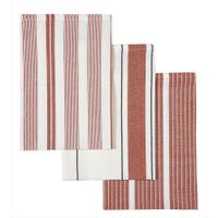 Set de 3 Toallas de Cocina Diseño con Rayas Café