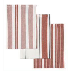 Set de 3 Toallas de Cocina Diseño con Rayas Café