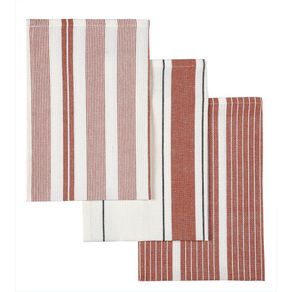 Set de 3 Toallas de Cocina Diseño con Rayas Café