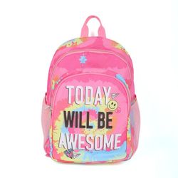 Mochila Estampada Today Will Be Awesome Rosada 30X13X42 Cm