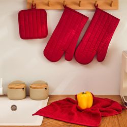 Set de Guantes, Toalla y Agarrador