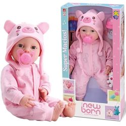 Muñeca Bebé Recién Nacida con Pijama Rosa y Accesorios