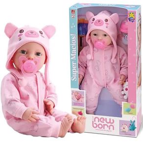 Muñeca Bebé Recién Nacida con Pijama Rosa y Accesorios