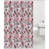 Cortina para Baño con Ganchos Diseño Rosas