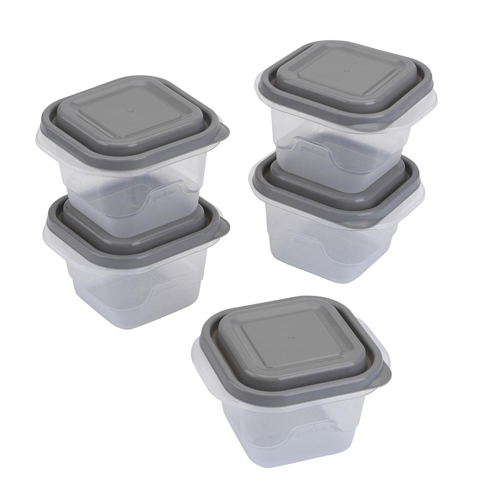 Set de 5 Contenedores Cuadrados Pequeños 5 con Tapadera Color Gris