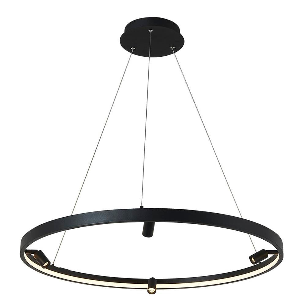 Lámpara Colgante LED 5 Spot Negras Luz Cálida 42W Lámpara Led Colgante y Spot Negro Luz Cá…